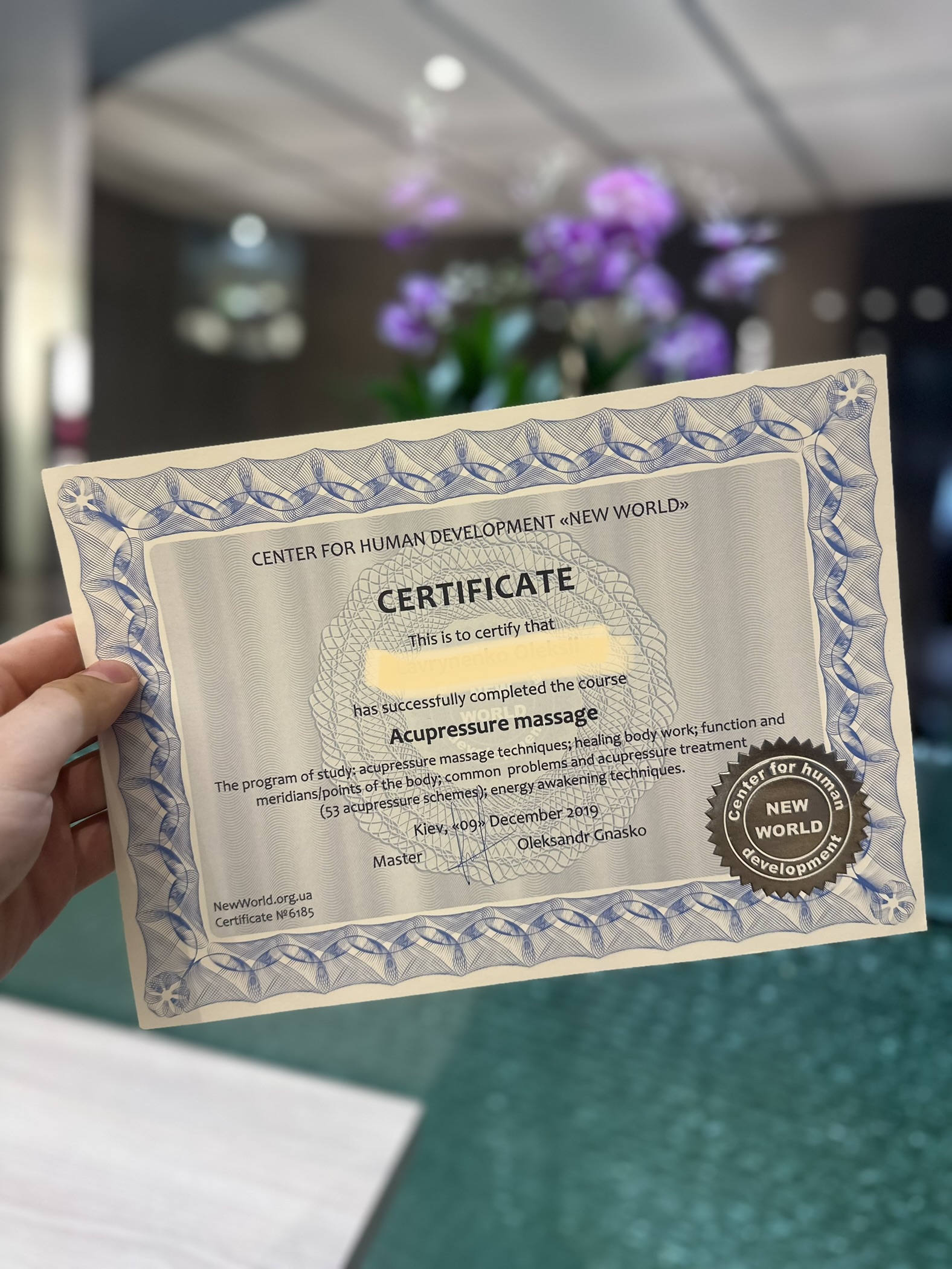 educational certificate alex healing