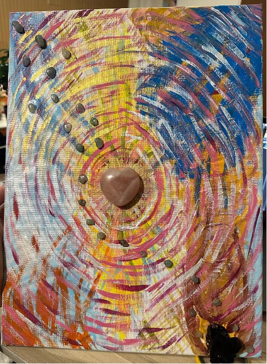 energy drawing inspiration drawing This work uses natural rose quartz, shungite, and aquamarine.